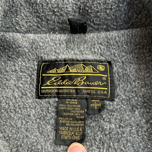 Vintage 80s/90s Eddie Bauer Fleece Lined Zip Up Windfoil Jacket USA Made Size L - Picture 5 of 5